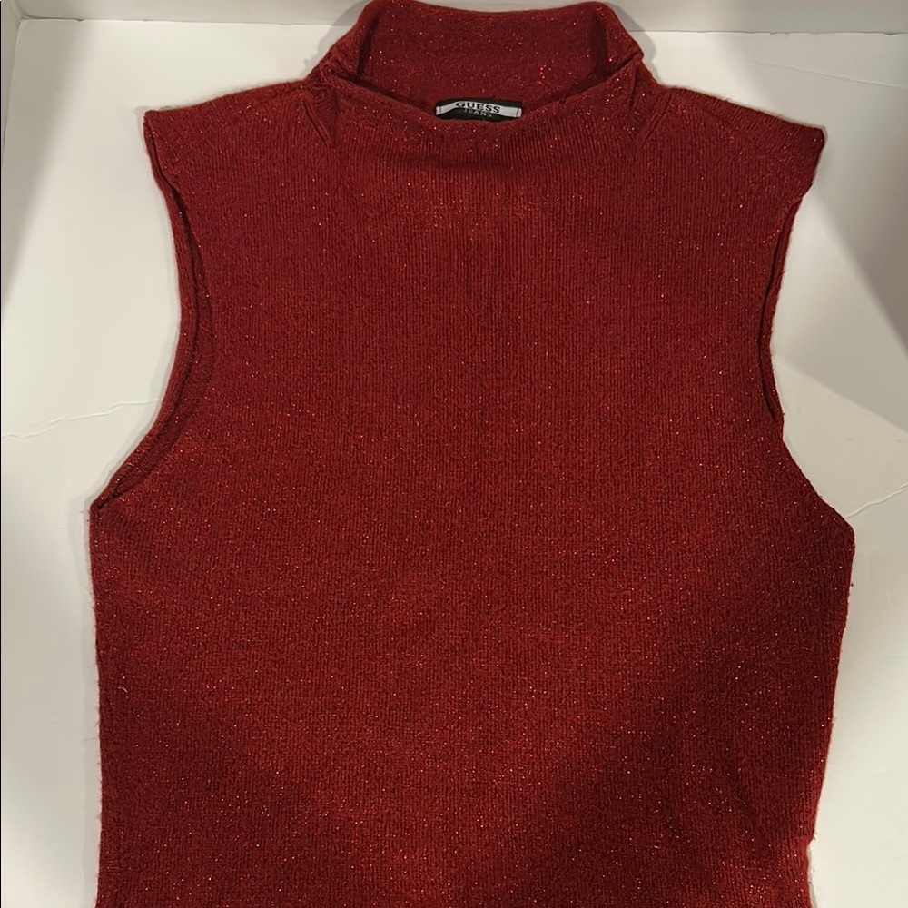 Guess Crimson High-Neck Tank Top